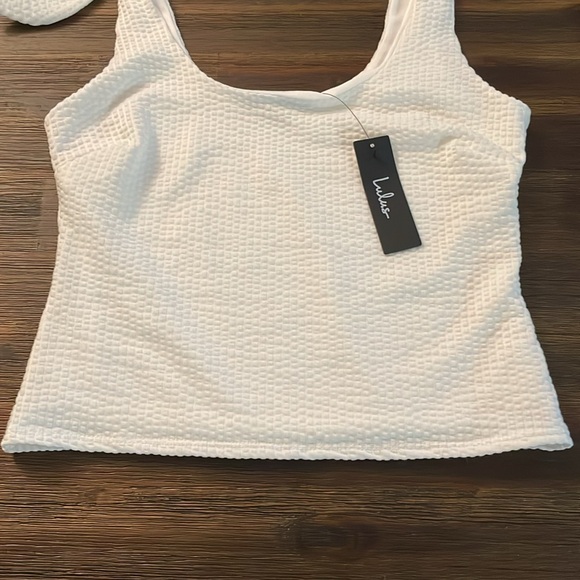 Lulu’s Hey, Cutie Ivory Crinkled Tie-Strap Tank Top Medium NWT - Picture 4 of 14